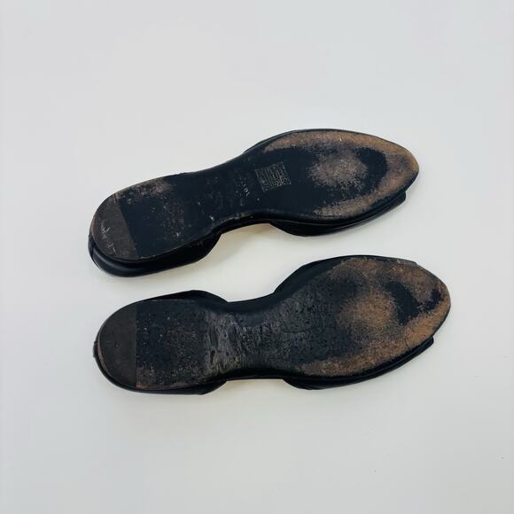 Prada Leather D'orsay Flats Slip On Open Toe Shoes Black Size 39.5 /US 9 Women - Picture 7 of 8